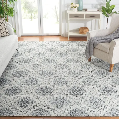Vista 10 de SAFAVIEH Abstract Collection - Alfombra decorativa, 2 x 3 pies, azul y gris, lana hecha a mano, ideal para zonas de alto tráfico en entrada, sala