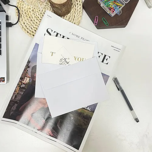 Vista 5 de Sobres de invitación A9 (100 unidades de 5.75 x 8.75 pulgadas) - Sobres de papel blanco con diseño sin ventanas de 120 GSM con cierre automático