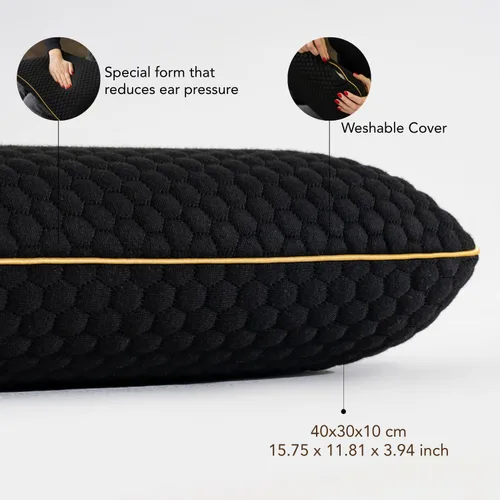 Vista 4 de Travel Memory Foam Pillow for Sleeping, Comfortable Camping Pillow, 15.75x11.81x3.94 inches, Easy to Carry Portable Bag, Soft, Breathable, Washable