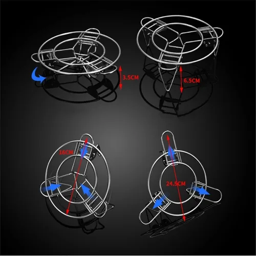 Vista 2 de Adjustable Stainless Steel Steamer Rack, Expandable 16-24cm Pot Stand Insert for Pressure Cooker, & Pan, Foldable Feet