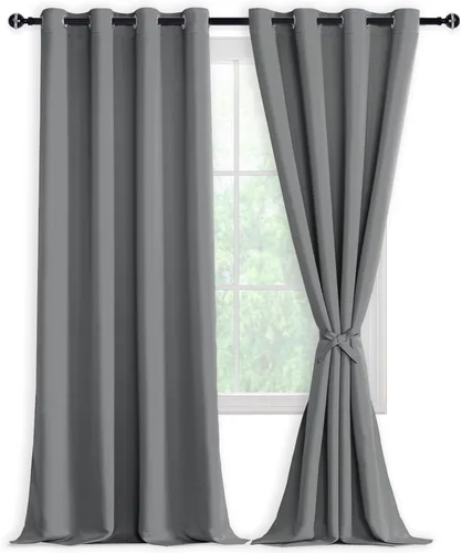 Vista 47 de DWCN - Cortinas 100% opacas para dormitorio con forro negro, cortinas de ventana de doble capa con aislamiento térmico que oscurecen toda la Azul