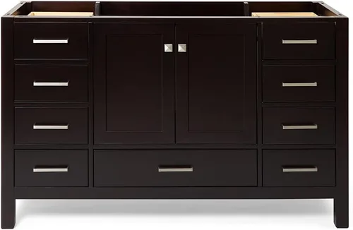 Vista 40 de ARIEL Cambridge Mueble base de tocador de baño de 36 pulgadas, madera maciza, 2 puertas de cierre suave, 5 cajones de cola de milano, roble marrón