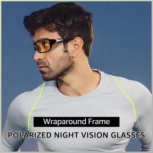 Vista 5 de SIPHEW Lentes de conducción nocturna, lentes deportivos polarizados amarillos de visión nocturna para hombres y mujeres, reducen el deslumbramiento