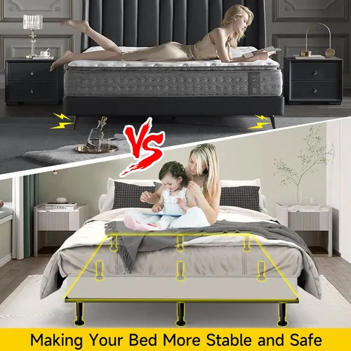 Vista 6 de ZhouDaShu Marco de cama de altura ajustable con patas de soporte central de repuesto con base más ancha, kit de refuerzo de cama para listones