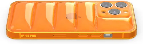 Vista 7 de FELONY CASE - Funda Puffer Naranja Neón para iPhone 12 Pro Max, Cubierta Brillante Transparente Acolchada con Parachoques a Prueba de Golpes - Funda