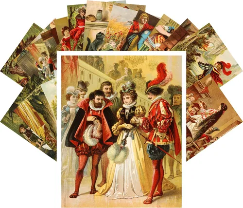 Vista 20 de Postales vintage 24 unids oriental y medieval cuentos caballero princesse Vintage libro ilustración