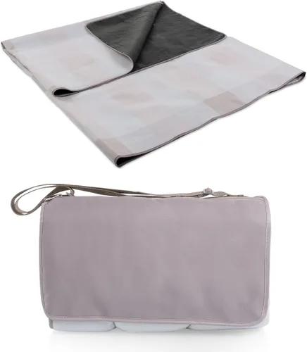 Vista 11 de Manta de picnic para exteriores Picnic Time Tote, tamaño XL, color azul a rayas Tartán negro