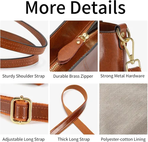 Vista 6 de Bolso de mano de cuero genuino para mujer con cremallera, bolsos de hombro grandes para mujer, bolsos cruzados de diseñador, bolso con asa superior