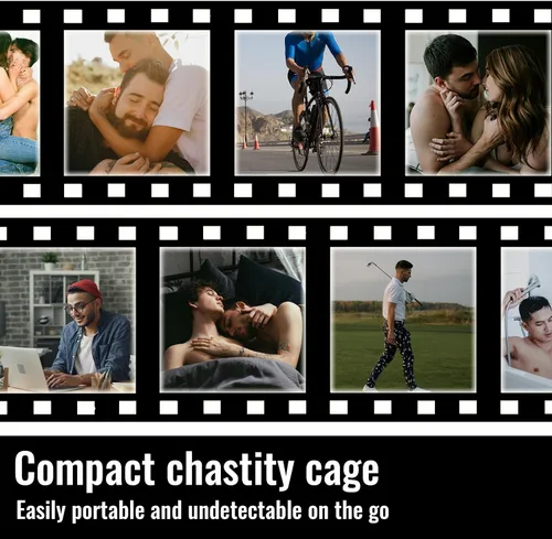 Vista 7 de Juego de dispositivos de castidad ligeros y transpirables con 4 penisrings invertidos Sissy Cock Cage SM Juguetes sexuales para adultos con bloqueo