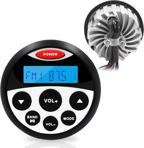 Vista 2 de Estéreo marino - Impermeable Bluetooth MP3 USB AM/FM Radio con 2 altavoces negros (304-4001B)