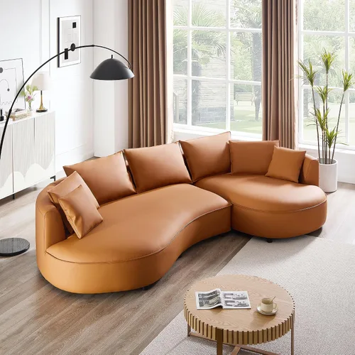 Vista 22 de JUSTONE Sofá modular moderno de 104.72 pulgadas, cómodo sofá de asiento profundo con 2 almohadas para sala de estar, dormitorio, apartamento