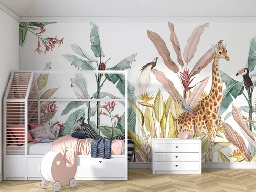 Vista 15 de YQWDMX - Papel tapiz de bosque verde soleado, mural de naturaleza para dormitorio (no es de despegar y pegar)
