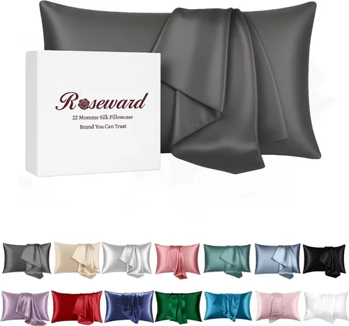 Vista 14 de Fundas de almohada de seda beige con cremallera, fabricadas en Estados Unidos, funda de almohada de seda real para piel propensa al acné
