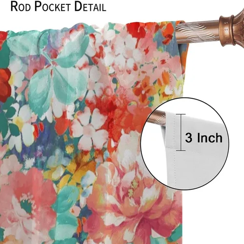 Vista 28 de Cortinas opacas con estampado de flores de cachemira, estampado de cachemira sobre fondo blanco, para decoración del hogar, cocina, restaurante