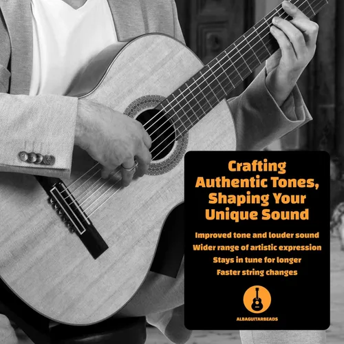 Vista 3 de Cuentas de puente de guitarra clásica – Bloques de corbata con patrón de madera clara para cuerdas de nailon y carbono – Compatible con guitarras