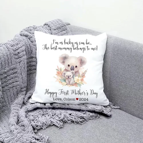 Vista 3 de Happy Mother's Day Koala Design, First Mother's Day Custom Pillowcase, Personalized Mother's Day Pillowcase, Gift for Mom, Home Decor