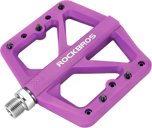 Vista 10 de ROCKBROS Pedales de bicicleta de montaña Pedales MTB Pedales ligeros de nailon compuesto Pedales planos de bicicleta 9/16 "DU Bearing Bike Pedales