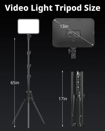 Vista 5 de UBeesize Kit de luz de video LED, iluminación de fotografía, luces de estudio de 13 pulgadas con soporte de trípode de 65 pulgadas y soportes