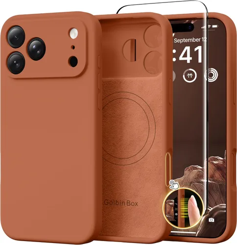 Vista 101 de GolbinBox Funda magnética para iPhone 17, compatible con MagSafe, cubierta de silicona integrada para control de cámara, funda de silicona líquida a
