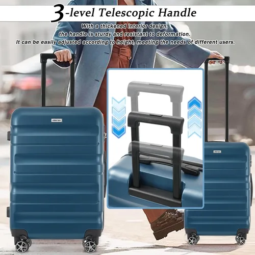 Vista 8 de Merax Juego de maletas de 6 piezas de ABS rígidas con 8 ruedas giratorias silenciosas, equipaje de viaje duradero y ligero para viajes familiares