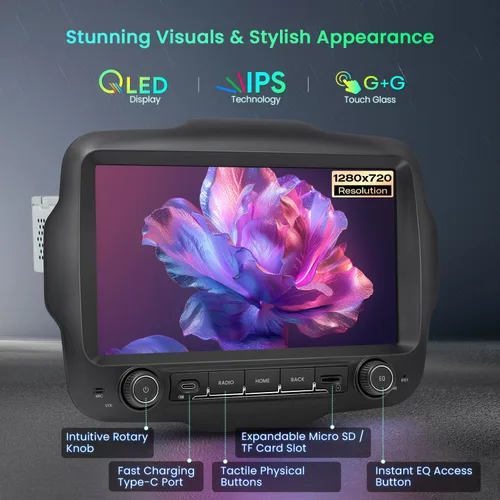 Vista 3 de XTRONS Estéreo para automóvil Linux de 9 pulgadas, Jeep Renegade 2015-2020