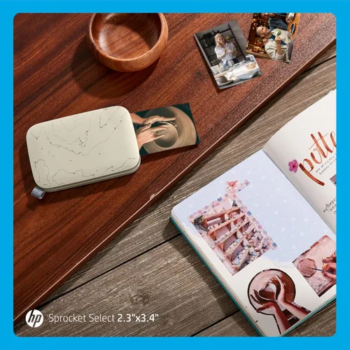 Vista 10 de HP Sprocket Select - Impresora fotográfica instantánea portátil para dispositivos Android e iOS (Eclipse) Paquete de papel Zink