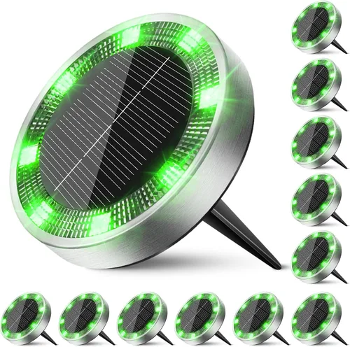 Vista 9 de Peasur Luces solares de suelo para exteriores, paquete de 24 luces planas de disco con energía solar, IP68 impermeable, antioxidante, iluminación
