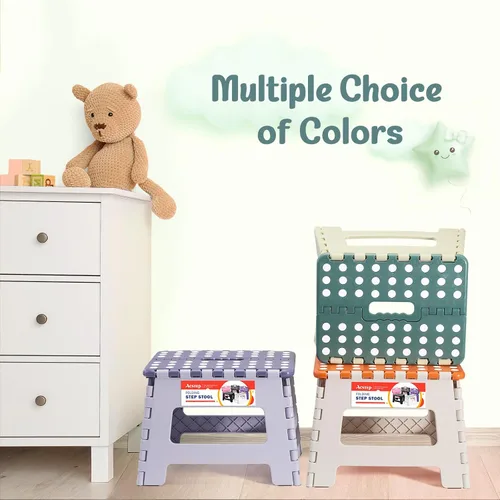 Vista 3 de ACSTEP Taburete plegable de 9 pulgadas, capacidad de 300 libras, taburetes plegables de plástico para niños y adultos, taburete plegable adecuado