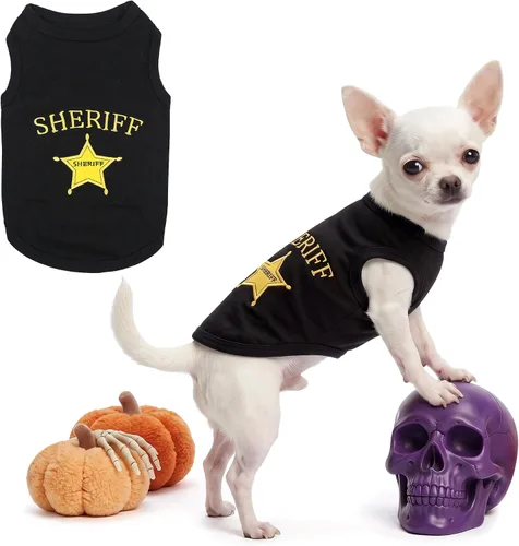 Vista 34 de Camiseta para Perro Parisian Pet - Camiseta Bordada FBI - 100% Algodón, Ropa Transpirable para Perros - Chaleco para Mascotas Sin Mangas - Camisas