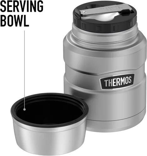 Vista 4 de Harry Potter Celestial Hogwarts Pattern THERMOS - Tarro de alimentos de acero inoxidable King con cuchara plegable, aislado al vacío y doble pared