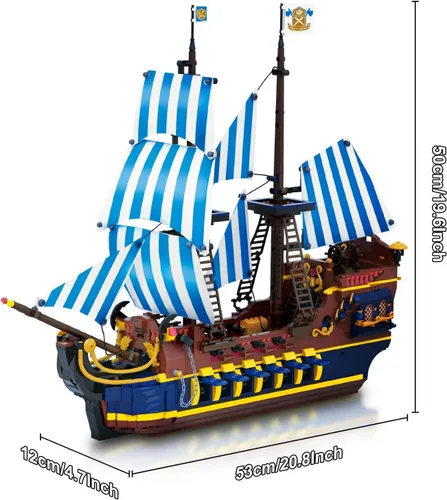 Vista 6 de YESHIN Kit de bloques de construcción modelo de barco piratas, MOC Sailboat Model Construction Set to Build, regalo para entusiastas