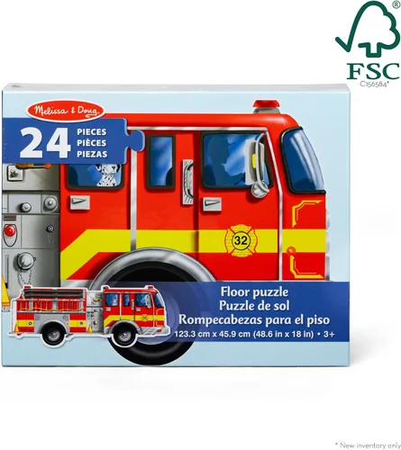 Vista 4 de Enorme rompecabezas de camión de bomberos para piso de Melissa & Doug, (24 unidades, 4 pies de largo)