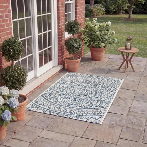 Vista 27 de SAFAVIEH Alfombra lavable al aire libre Courtyard Collection - 2'3" x 5', marfil y verde, no desprende pelusa y fácil limpieza, ideal para patio
