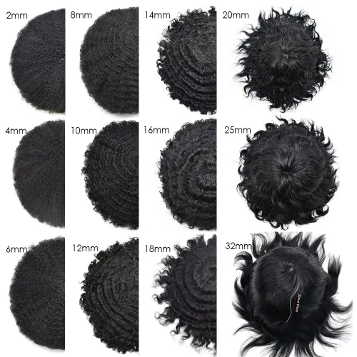 Vista 6 de LYRICAL HAIR Afro Toupee 360 unidades de cabello afro ondulado para hombres negros, sistema de reemplazo de inyección de poliuretano de piel fina