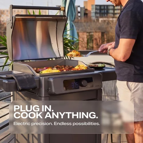 Vista 9 de Modelo Actual G Plancha, Parrilla Eléctrica Inteligente para Exteriores con Plancha Superior Plana para Barbacoa con Rango de 200°F a 600°F