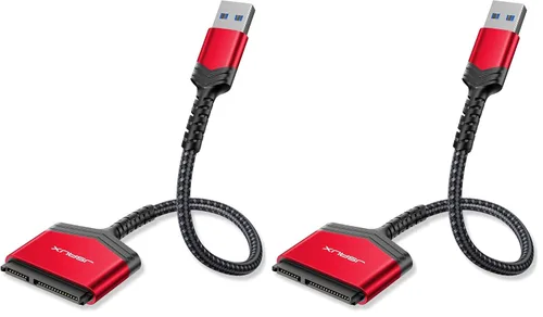 Vista 9 de JSAUX Cable adaptador SATA a USB para cable de nailon SSD/HDD de 2,5 pulgadas, color rojo