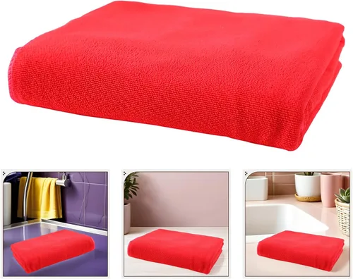 Vista 9 de Toalla de baño de secado rápido, extra grande, toalla ligera para spa, playa, natación, camping, color rojo