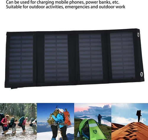 Vista 3 de plplaaoo Panel solar, cargador de batería solar, panel solar portátil, mantenedor de batería solar, alta tasa de conversión de 20 W, bolsa plegable