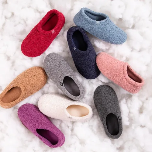 Vista 6 de HomeTop Mocasines de espuma viscoelástica de piel rizada y mullida con forro polar