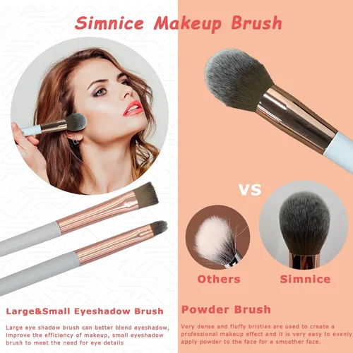 Vista 5 de Simnice Juego de brochas de maquillaje profesional — 6 brochas de maquillaje corrector de base, brochas de maquillaje para sombras de ojos, kit