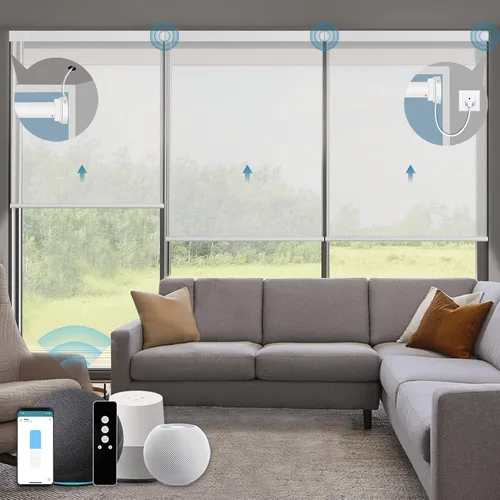Vista 14 de Persianas enrollables inteligentes, persianas enrollables con cable 1% de apertura, compatibles con Google Home Alexa, persianas automáticas 1%