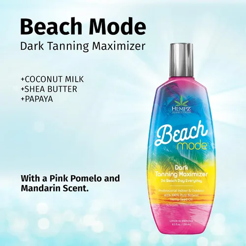 Vista 3 de Hempz Beach Mode Maximizer - Loción autobronceadora hidratante a base de hierbas para camas de bronceado, playa, sol, 8.5 onzas líquidas