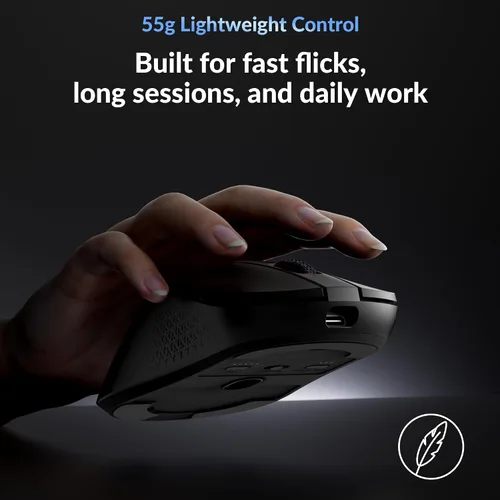 Vista 3 de Keychron M3 Mini 8K Ratón inalámbrico Bluetooth 5.3/2.4 GHz/Ratón óptico con cable, ultraligero de 55g programable con sensor PixArt 3950 hasta
