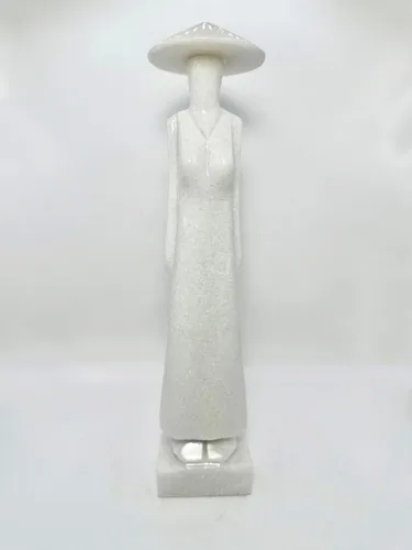 Vista 12 de Estatua de mármol negro para mujer vietnamita, estatua de mujer para sala de estar, oficina, escultura para decoración del hogar, 11.8 pulgadas