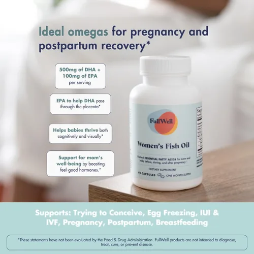 Vista 8 de FullWell Fertility Trio Vitamina prenatal + DHA y refuerzo de fertilidad Colina, Folato, Omega 3, Coq10, NAC, más de 26 nutrientes vitales