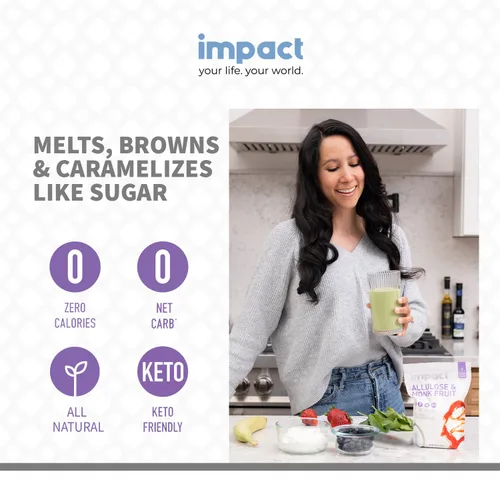 Vista 4 de Impact - Edulcorante de alulosa de fruta de monje, sustituto de azúcar de mezcla cristalizada, cero calorías, bajo en carbohidratos, esencial