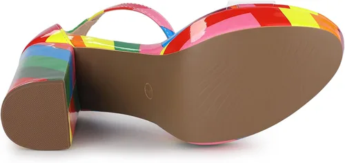 Vista 6 de Allegra K Sandalias de tacón grueso con plataforma transparente estampada para mujer