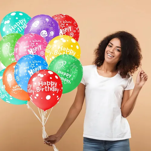 Vista 7 de 50 unidades de 12 pulgadas, Globos de Feliz Cumpleaños para Hombres y Mujeres, Globos Surtidos para Fiesta, Hermosa Decoración con Flores Impresas