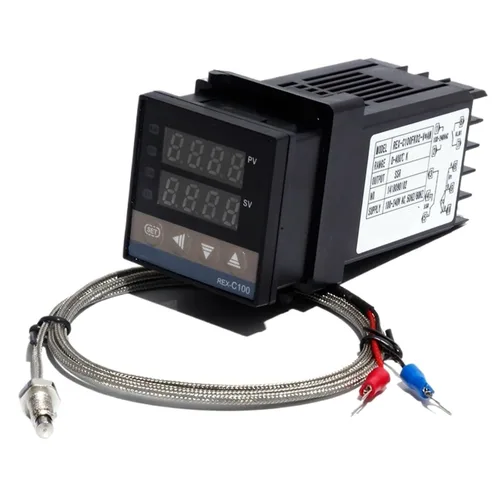 Vista 2 de REX-C100 Digital PID Temperature Thermostat Controller with M6 Thread Type K Thermocouple SSR/Relay Output Controller Kit(Controller Set 1m,Relay