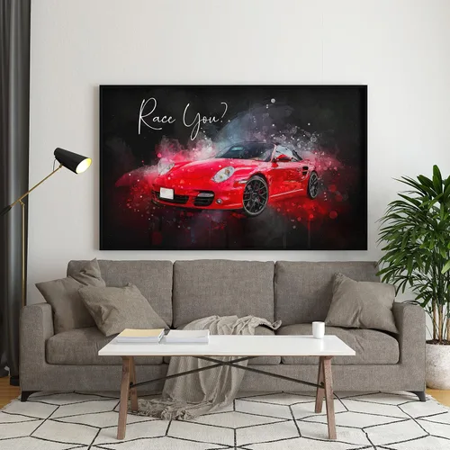 Vista 7 de Awesometik Arte de acuarela de coche personalizado con fondo oscuro, regalo de retrato de coche de acuarela para entusiastas del automóvil, regalo